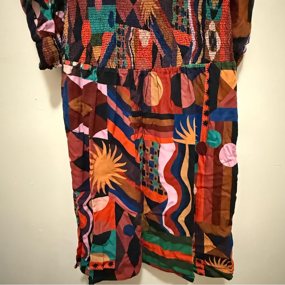 Farm Rio Tropical Shapes Multicolor Lenzing Midi Dress Medium - Picture 7 of 11